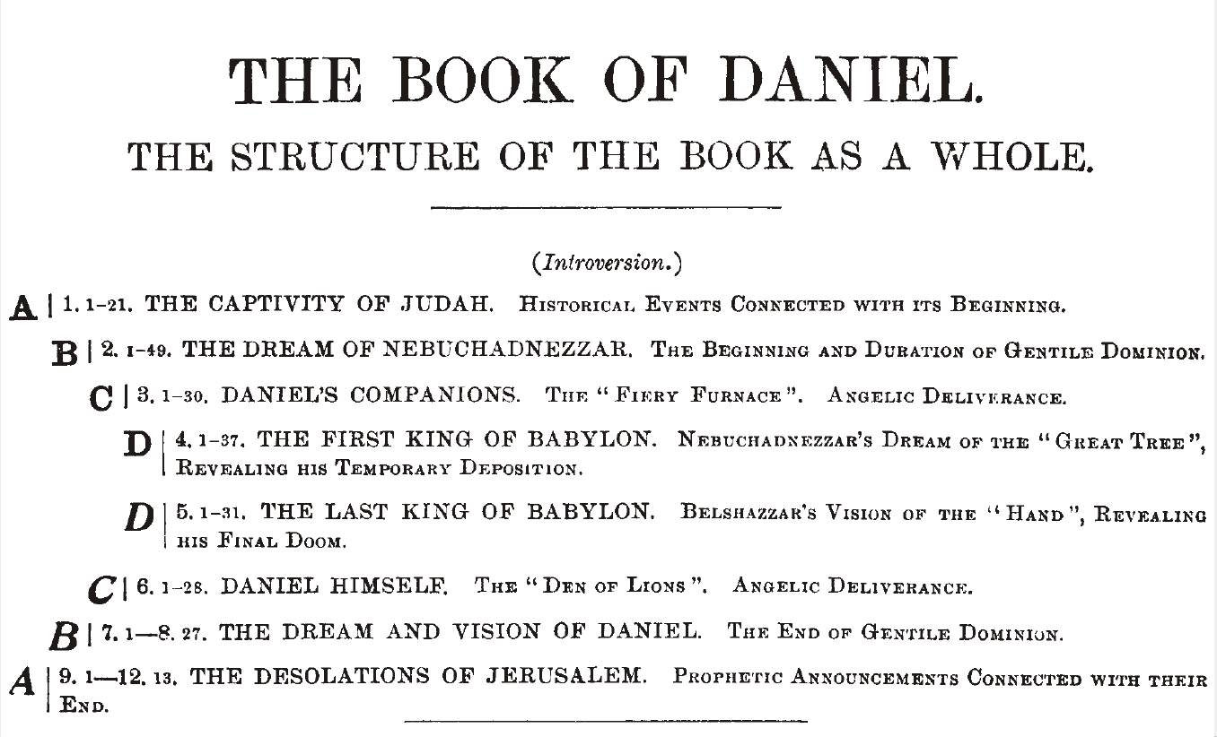 screenshot of companion bible, page 1178; structural figures of speech in the book of Daniel