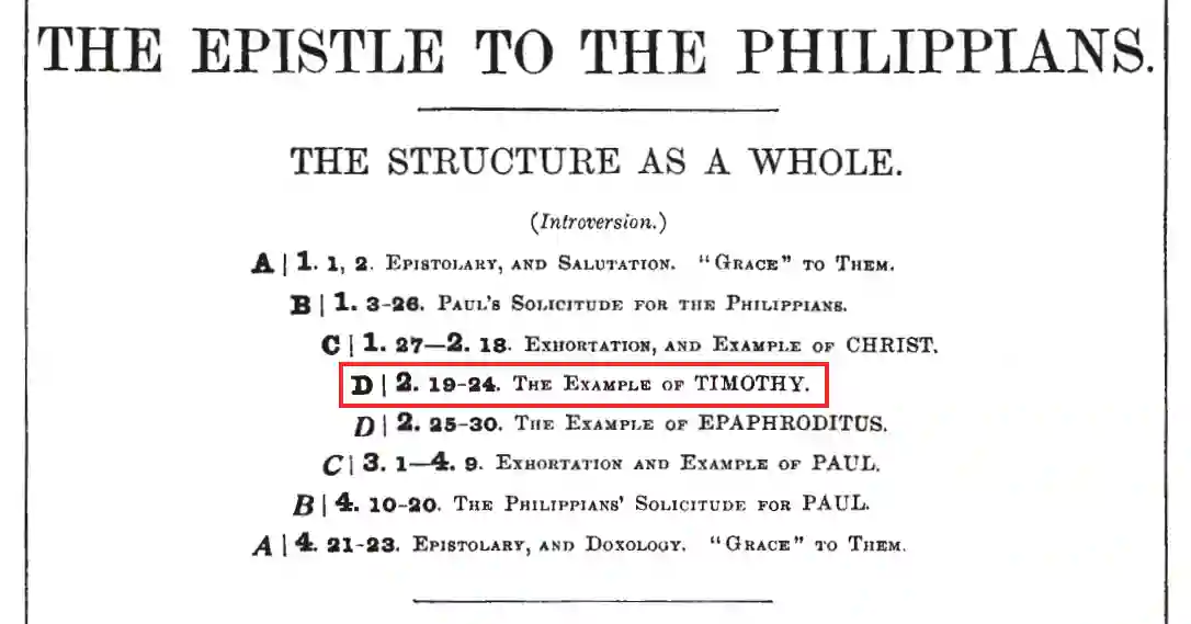 screenshot of the structure of the book of Philippians.