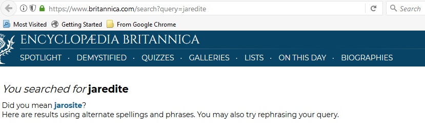 screenshot of search result for jaredite at www.britannica.com