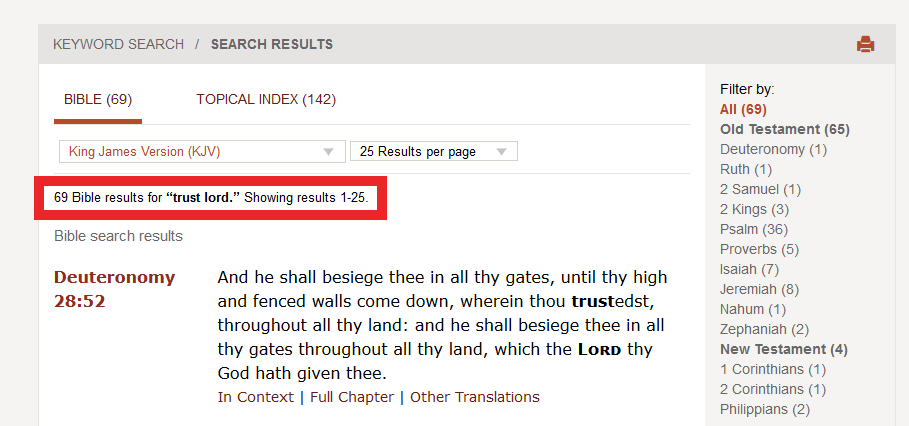 Search results for *Lord* and *trust* on biblegateway.com