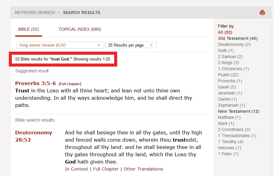 Search results for *God* and *trust* on biblegateway.com