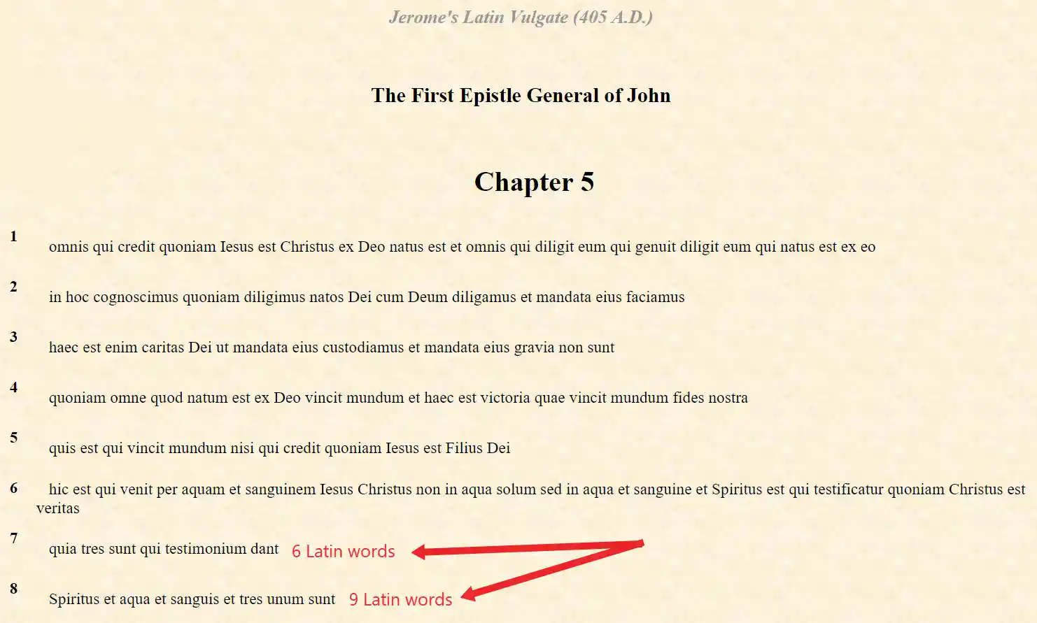 képernyőképe a Szent Jerome latin Vulgate szövegéről az 390AD - 405A.D-ből.